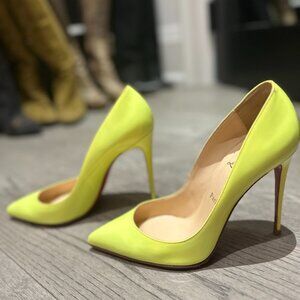 Louboutin Pigalle Follies - 100mm heel - Patent Leather Yellow Heels